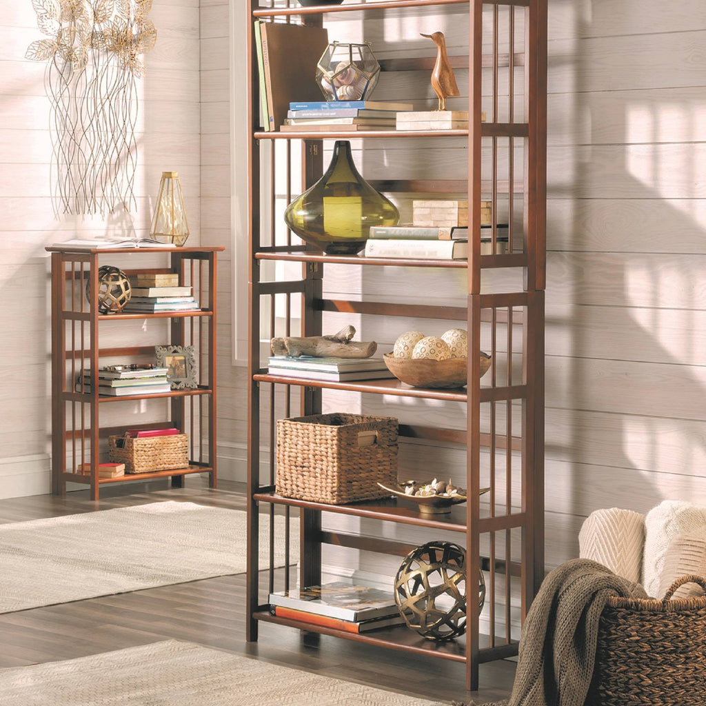 3 Shelf Folding Stackable Bookcase Chestnut X394