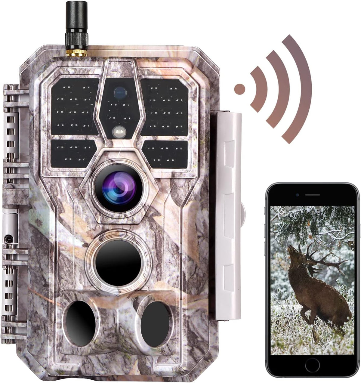 Bluetooth WiFi Deer & Trail Game Camera 32MP 1296P No Glow Night Vision Waterproof W7759