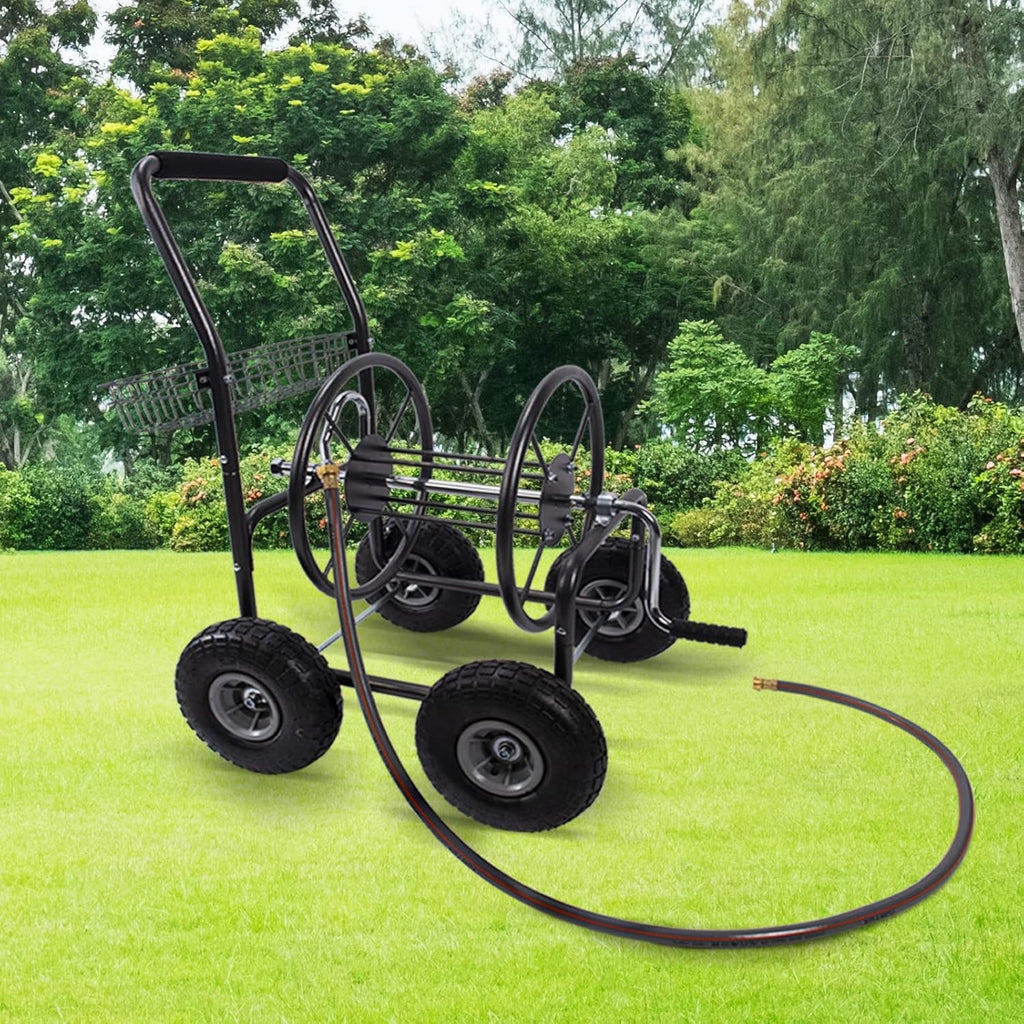 Garden Hose Reel Cart with 4 Wheels, 250-Feet Capacity Q629682