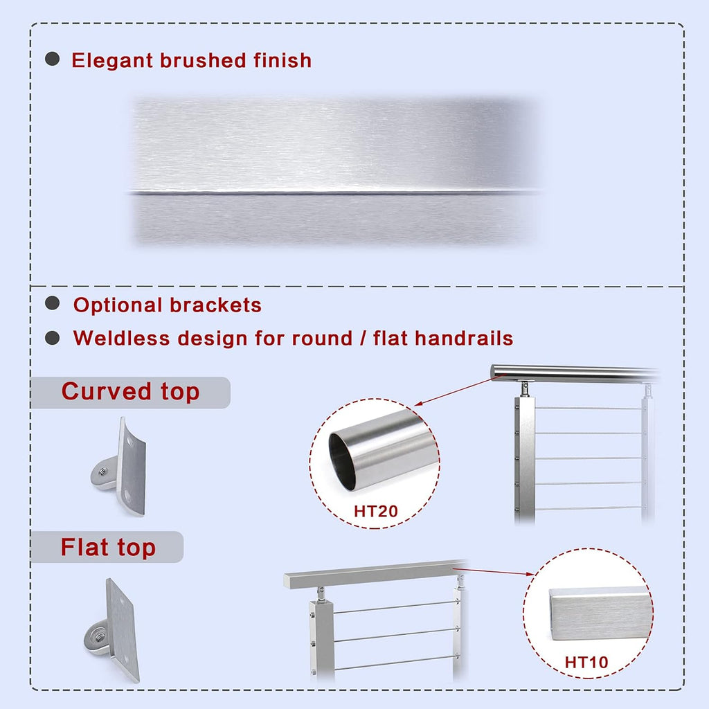 4 Pack Stainless Steel Brushed Cable Railing Post K95980