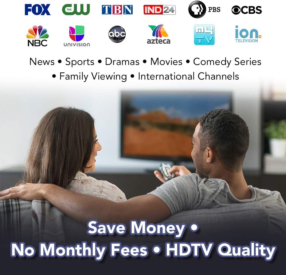 Outdoor Amplified HDTV Antenna 65 Miles with 33ft Coaxial Cable and Signal Splitter H900170