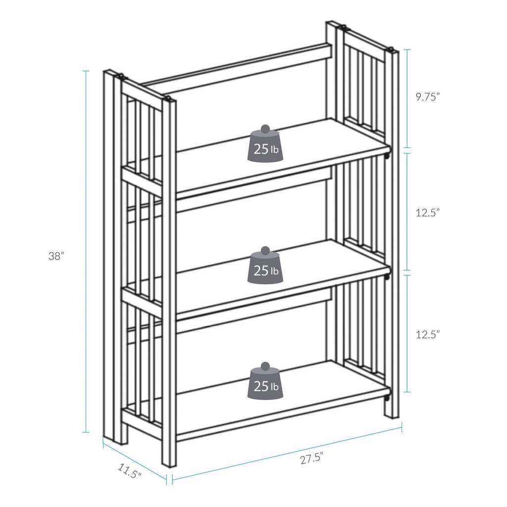 3 Shelf Folding Stackable Bookcase Chestnut X394