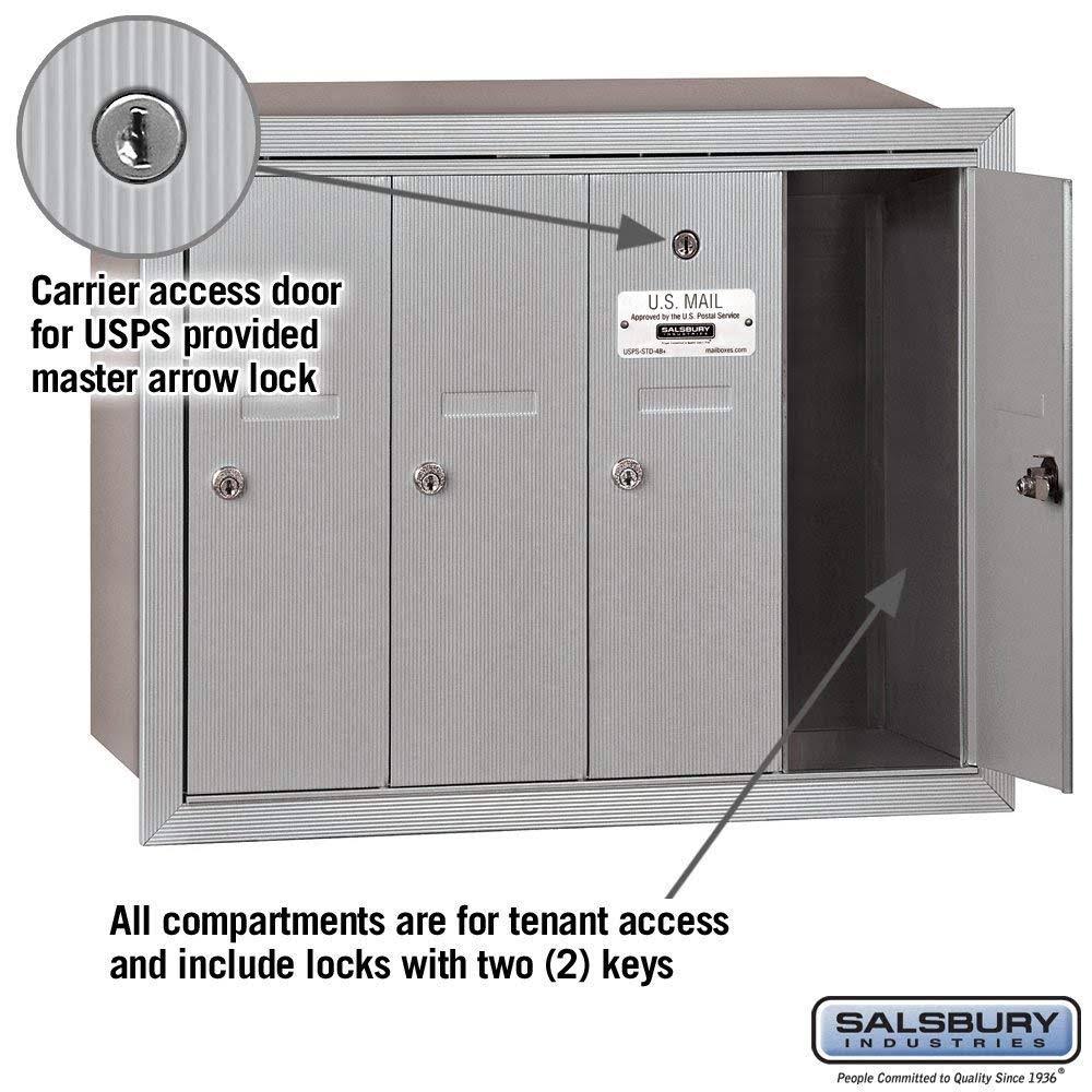 Aluminum Vertical Recessed Mounted 4 Doors Mailbox X960