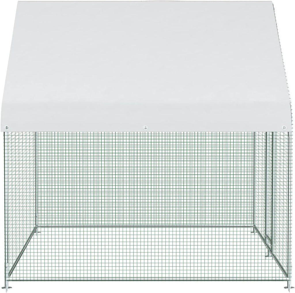 Large Metal Walk-in Chicken Coop with Waterproof Cover Y3337