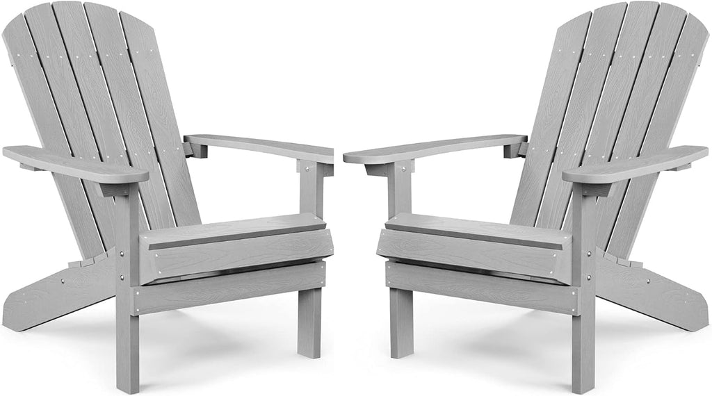 Adirondack Chairs Set of 2 Plastic Weather Resistant Grey S291