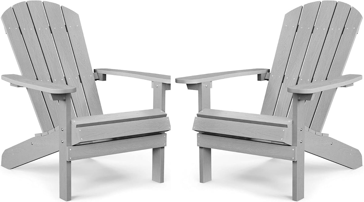 Adirondack Chairs Set of 2 Plastic Weather Resistant Grey S291