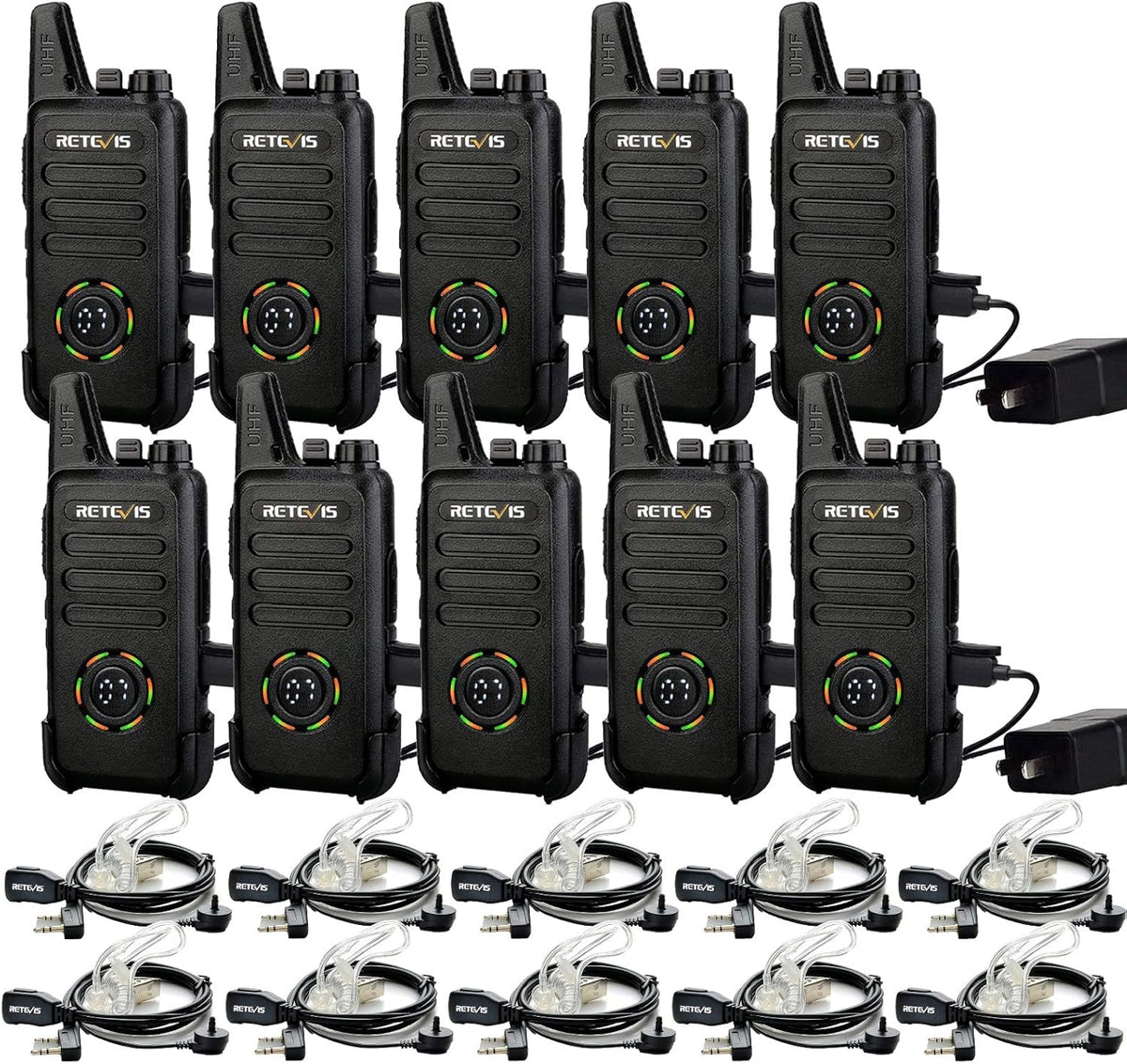 2 Way Radios Walkie Talkies 10 Pack Rechargeable with Earpiece P68318