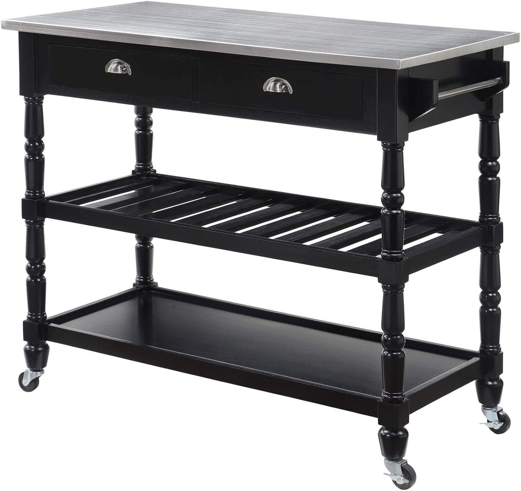 Stainless Steel 3-Tier Kitchen Cart with Drawers X656869