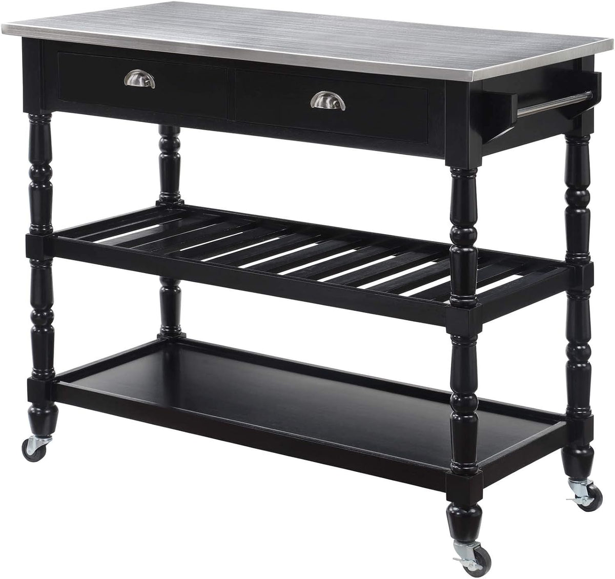 Stainless Steel 3-Tier Kitchen Cart with Drawers X656869