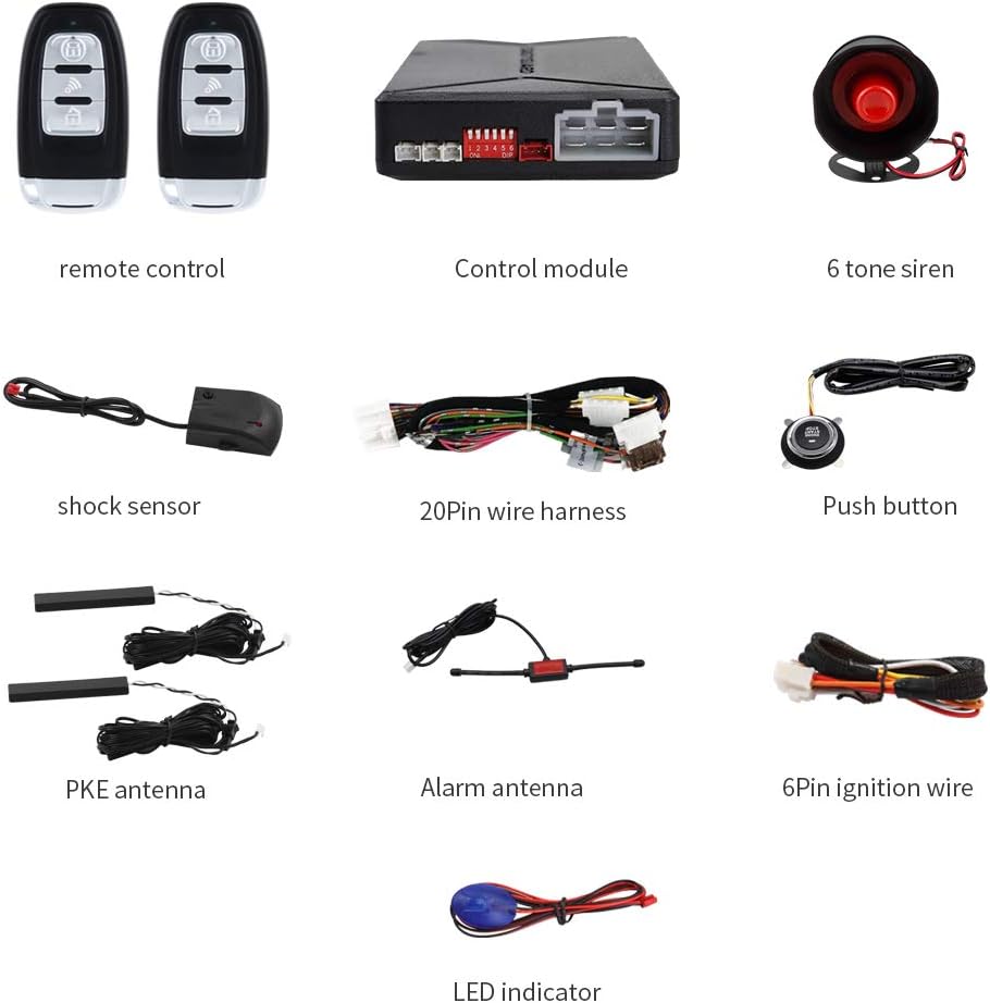 Car Alarm Remote Starter Keyless Entry Push Start DC12V N491454