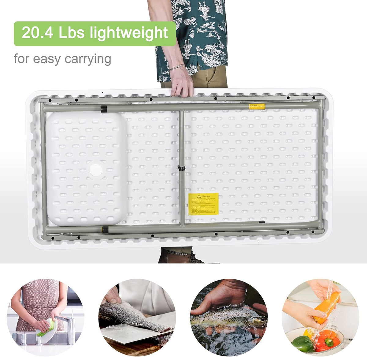 Portable Folding Fish Cleaning Table with Sink and Faucet J26467