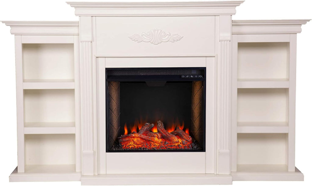 Ivory Electric Fireplace Bookcase Z5510