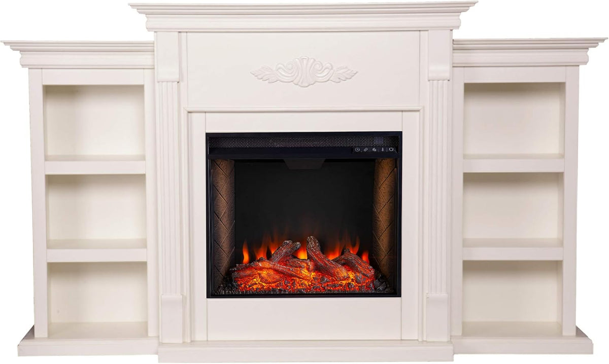 Ivory Electric Fireplace Bookcase Z5510