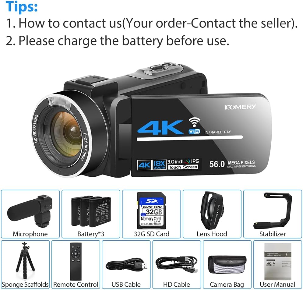 4K 56MP Camcorder with External Mic X92947