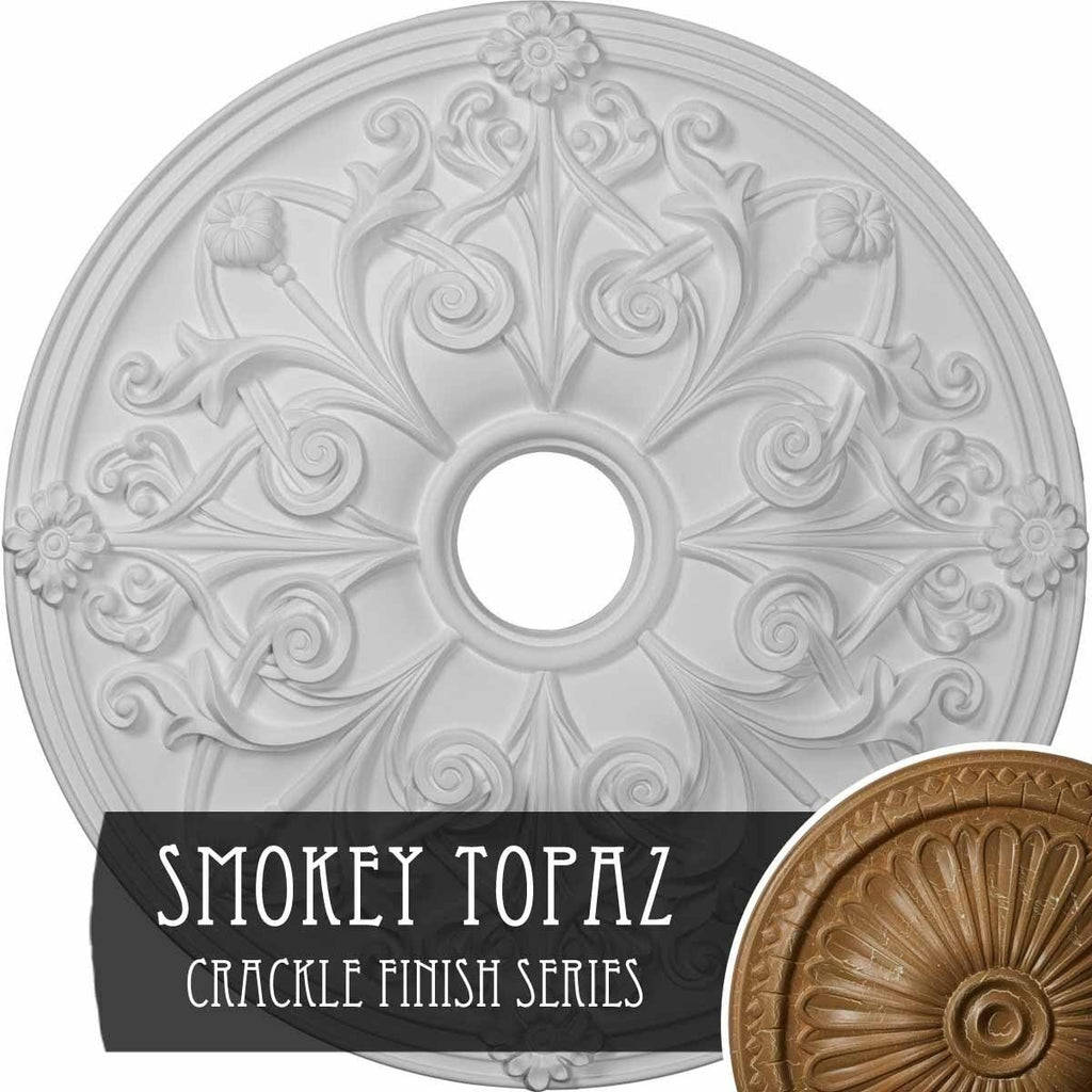 Hand-Painted Smokey Topaz Crackle Ceiling Medallion S919