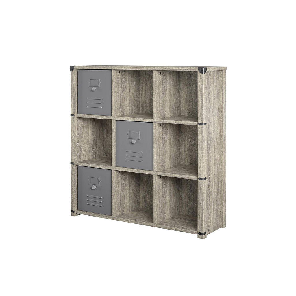 9 Cube Grey Oak Storage Bookcase U55961