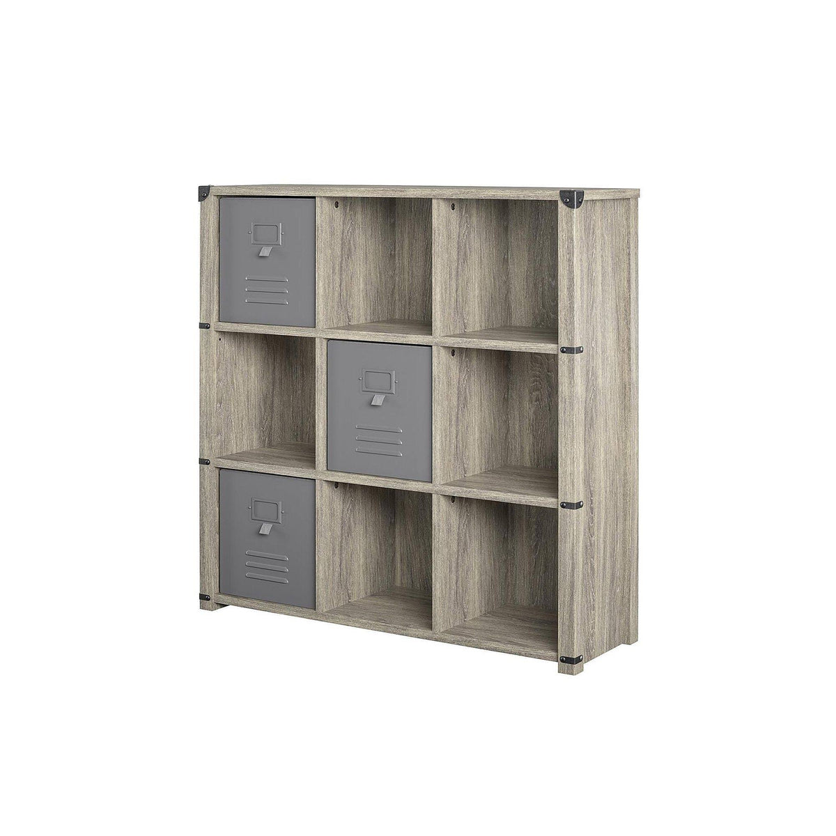9 Cube Grey Oak Storage Bookcase U55961