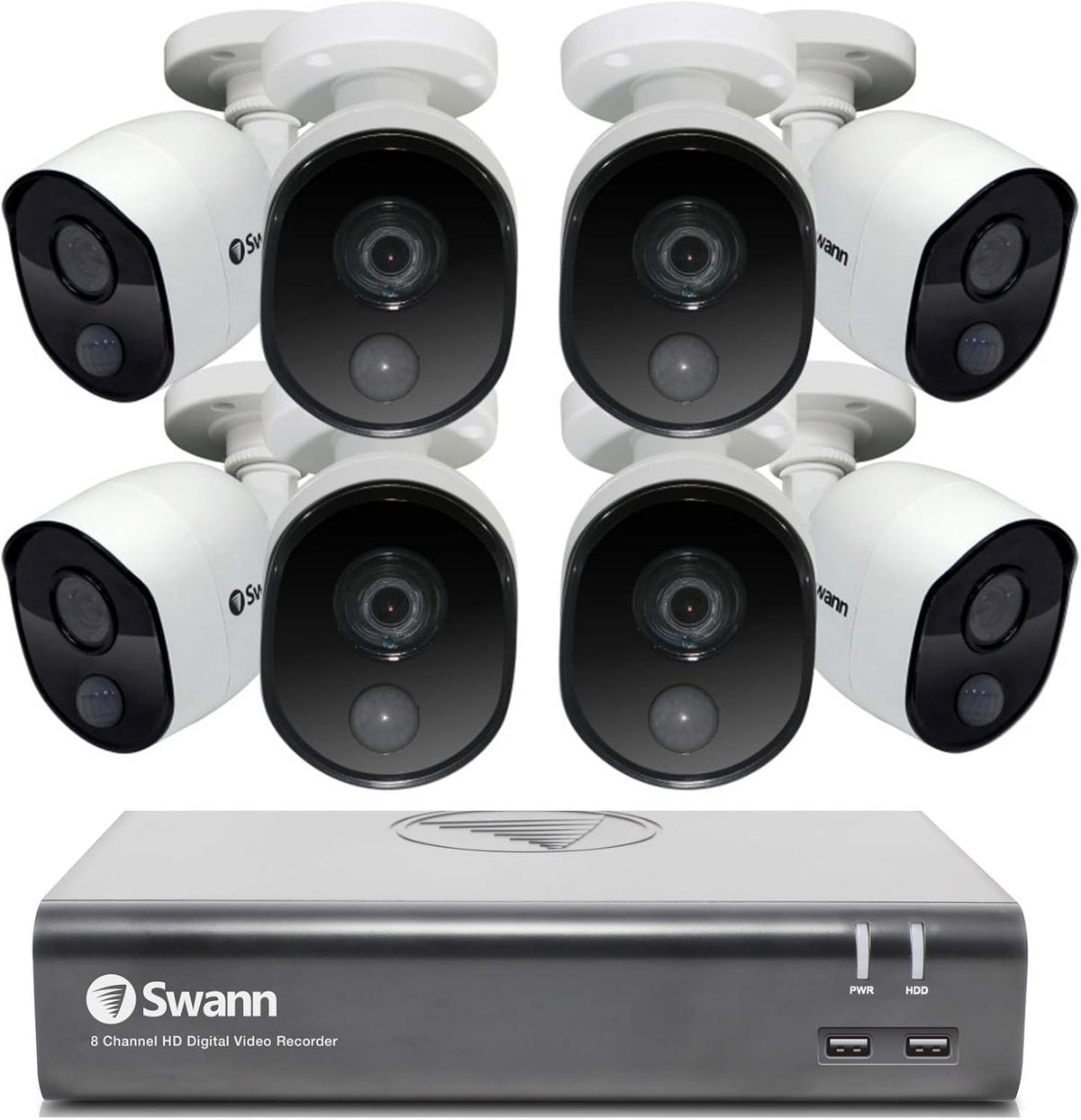 8 Channel 8 Bullet Cameras 1080p HD DVR Indoor/Outdoor Wired Surveillance CCTV G69746