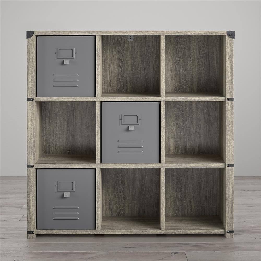 9 Cube Grey Oak Storage Bookcase U55961