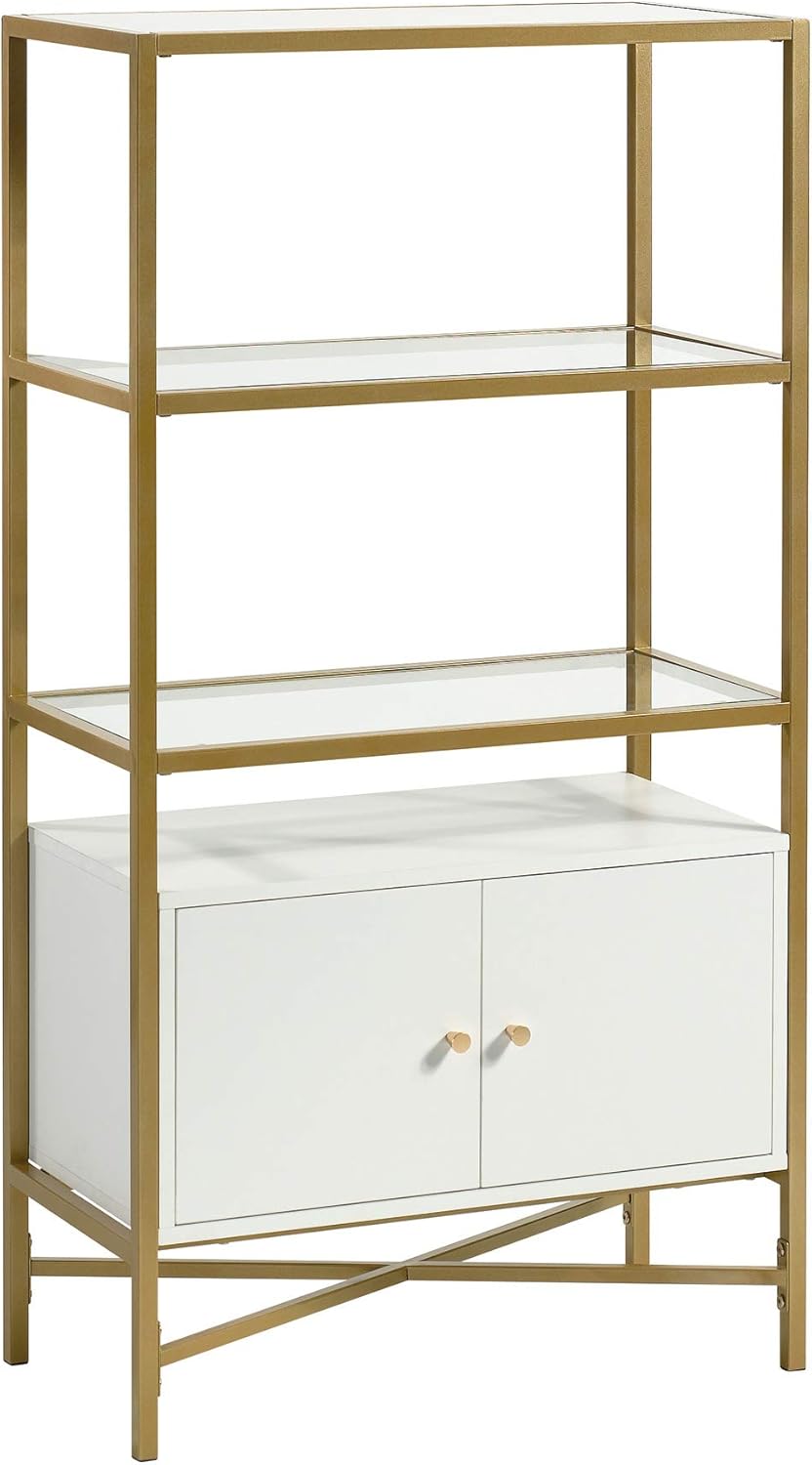 White Bookcase with Doors Y328062