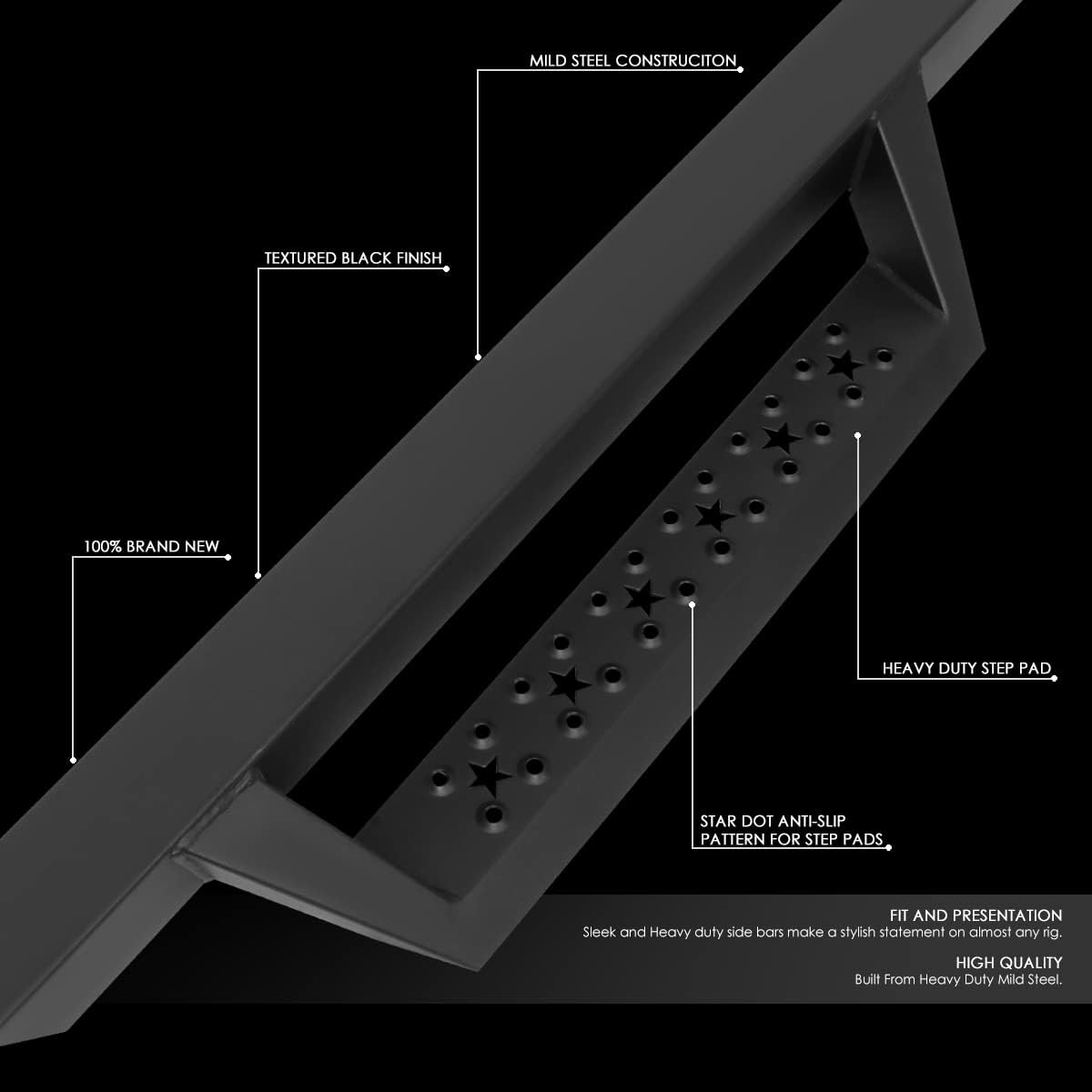 Powdercoated Running Board Side Step Nerf Bar K6550