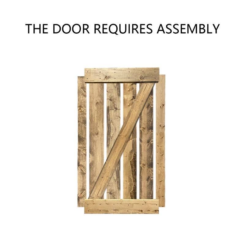 24 in. x 84 in. Gray Stained Solid Knotty Pine Wood Interior Sliding Barn Door with Hardware Kit B716