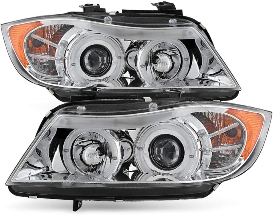 2006-2008 BMW E90 3-Series Sedan LED Halo Chrome Projector Headlights X449106