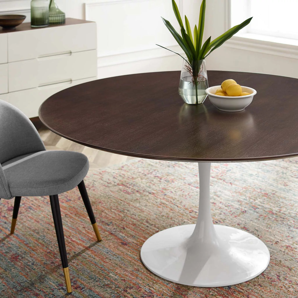 60 inch Round White Walnut Wood Dining Table C225
