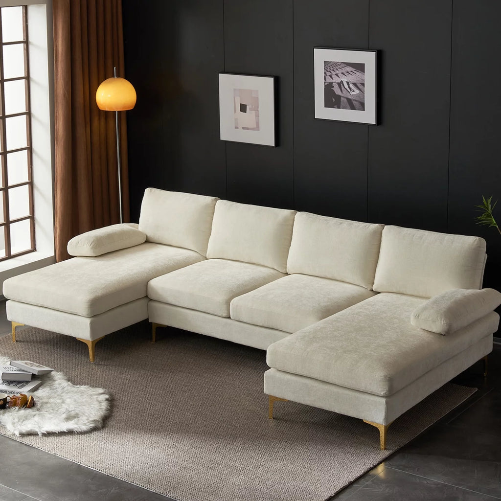 Black Chenille 4 Seat Sectional Sofa I66747