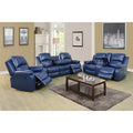 Blue Bonded Leather 3 PCS Recliner Sofa Set I701108