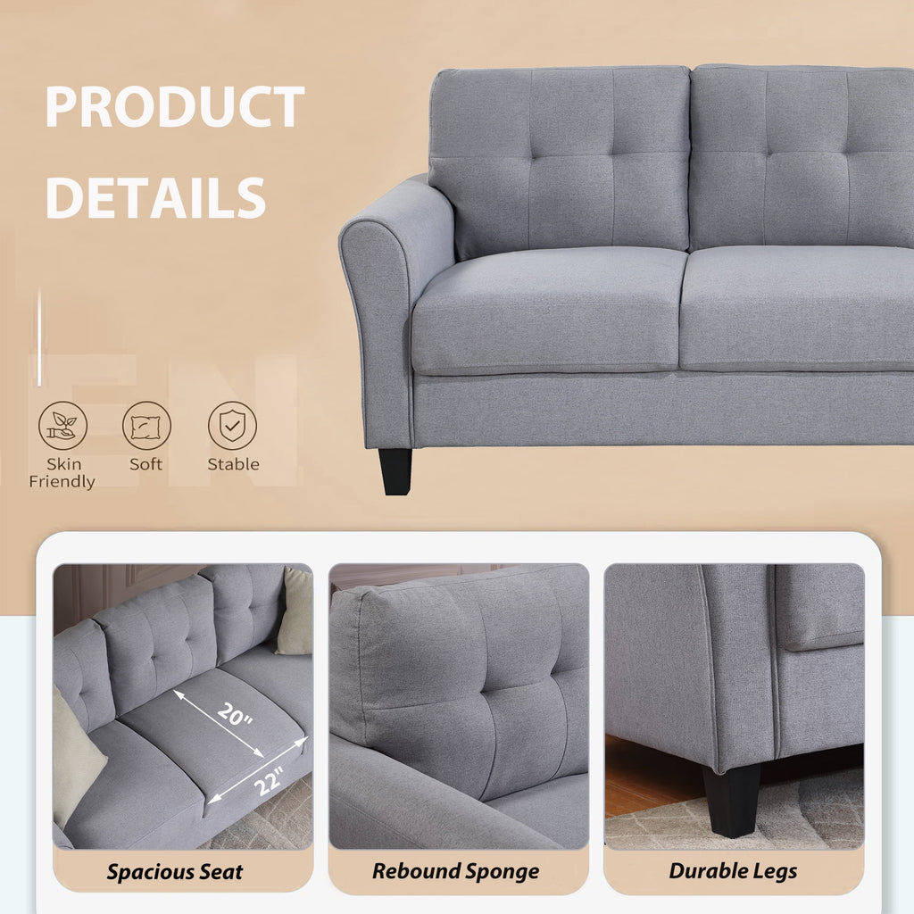 58" Gray Upholstered 2 Seater Sofa R3899