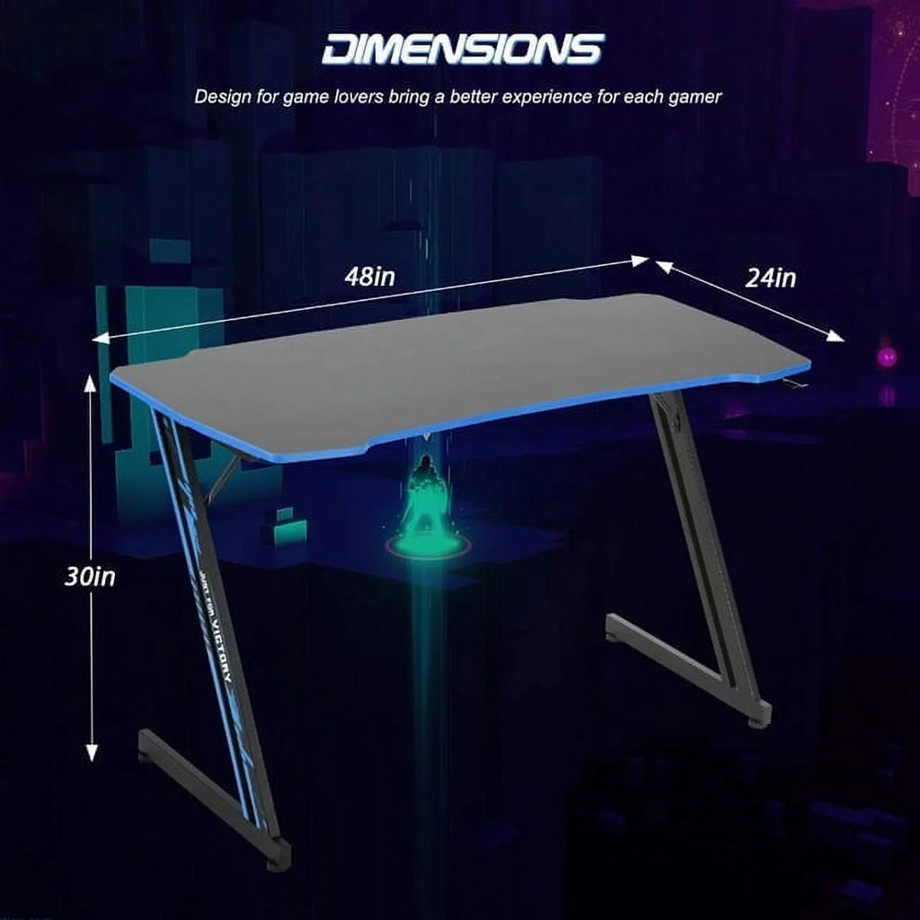 48 Inch Z-shape Gaming Desk with Headphone Hook F517704