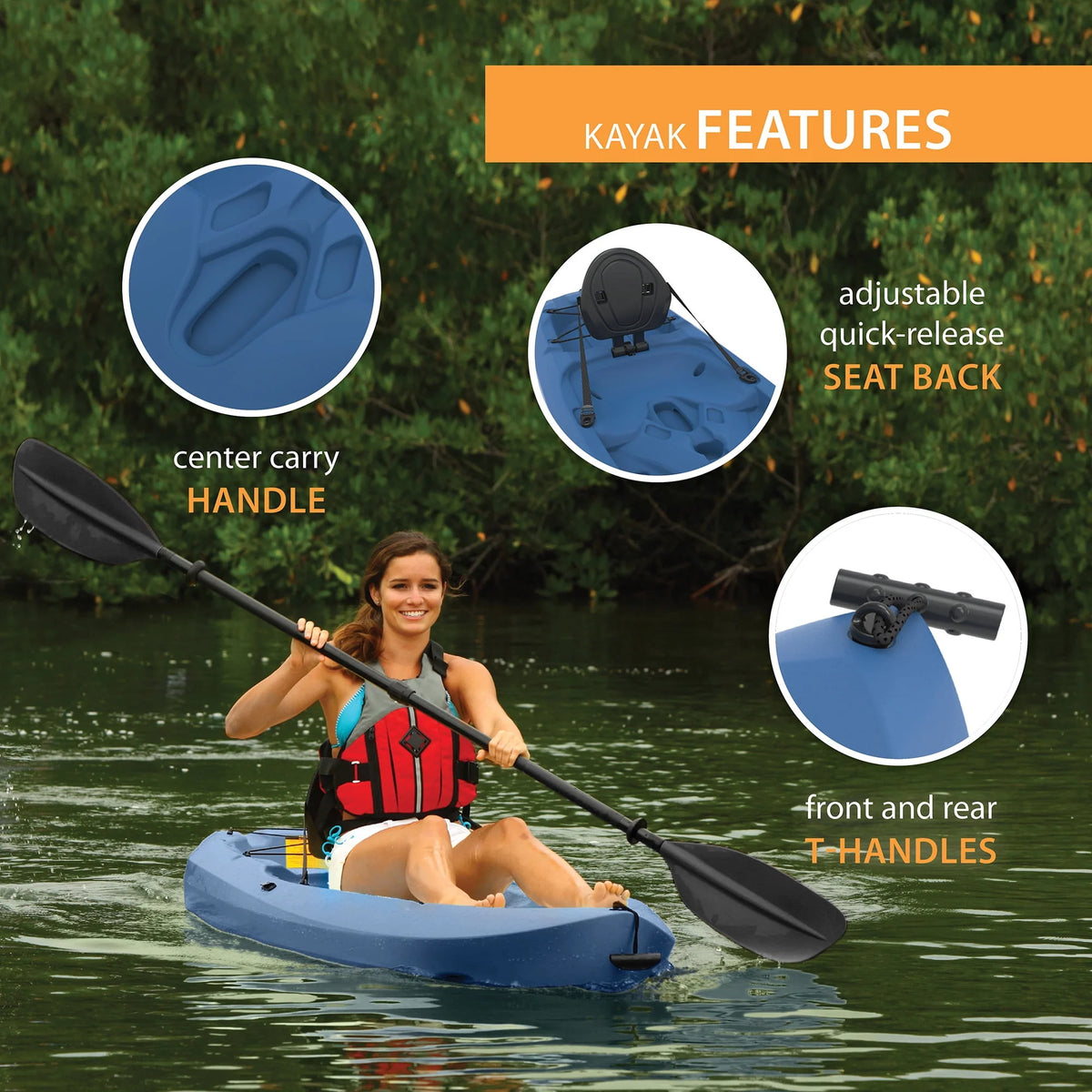 8 ft Sit-on-top Kayak with Paddle, Dark Blue V876701