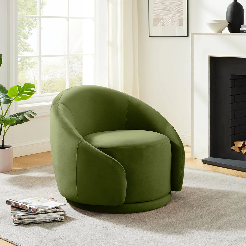 Green Velvet Swivel Barrel Chair G48122