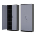 Black Steel Storage Cabinet with Lockable Doors and Adjustable Shelves W7826