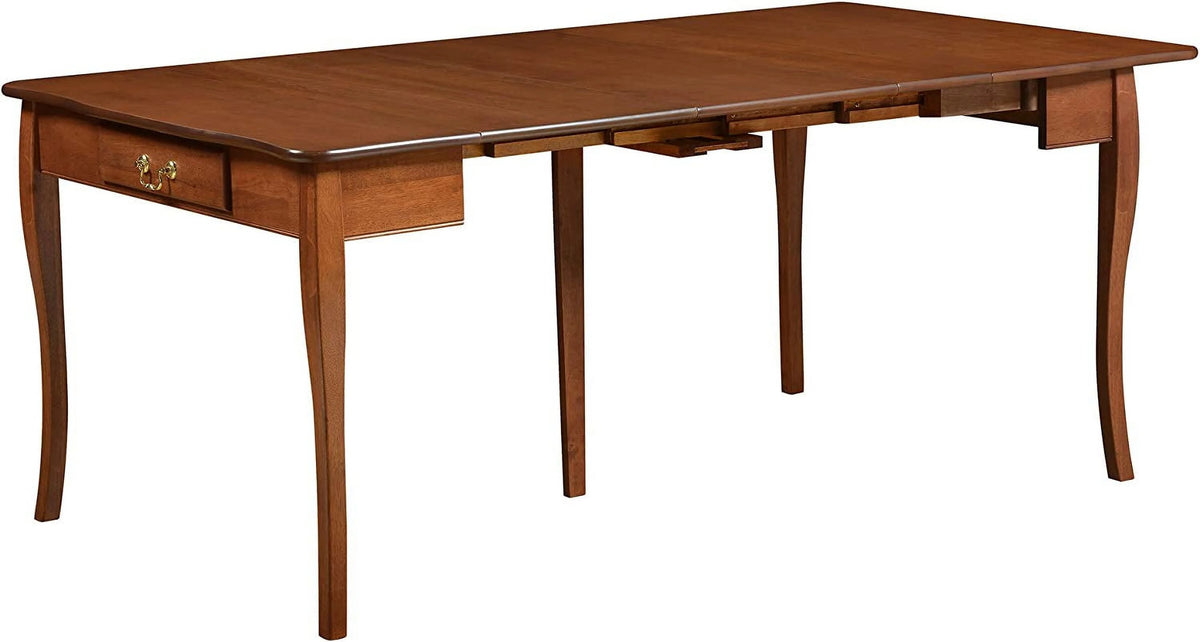 Solid Wood Convertible Console Dining Table with 2 Leaves, Cherry Finish D9087
