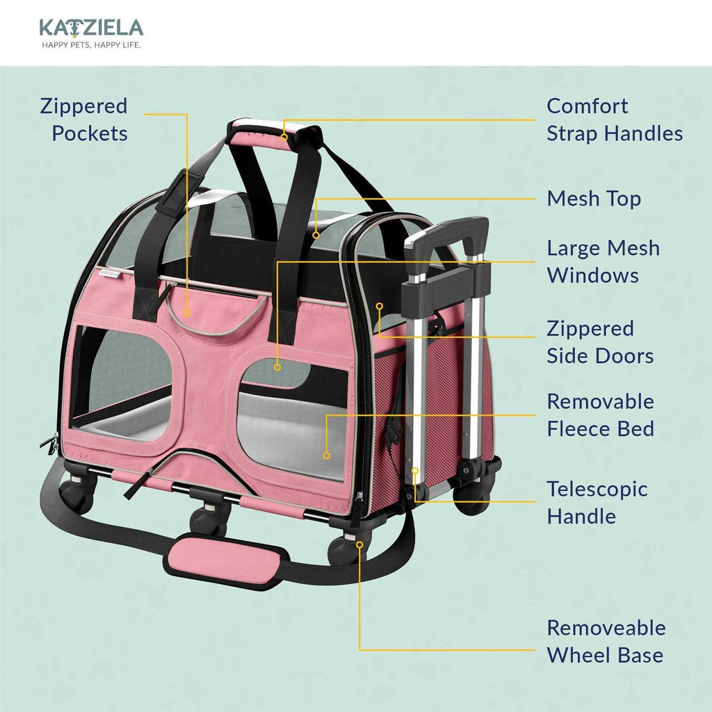 Pet Carrier with Removable Wheels and Double Telescopic Handle W681100