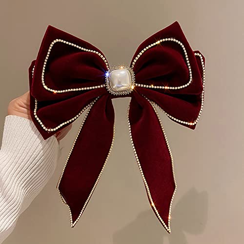 Red Velvet Hair Bow Clip J65707