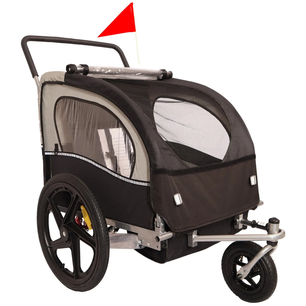 Double 2 Seat Foldable Bike Trailer Stroller M1965