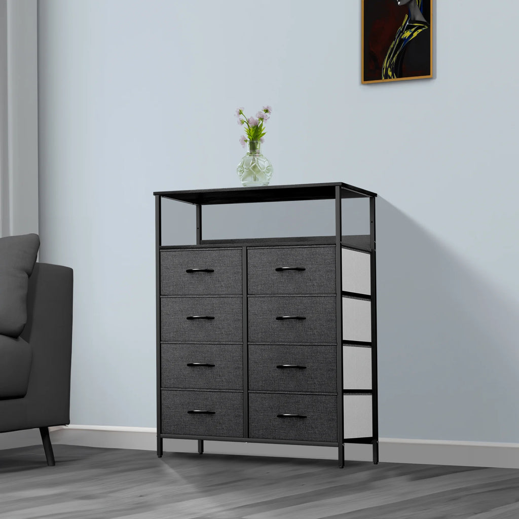 8 Drawer Fabric Dresser with Shelves U764