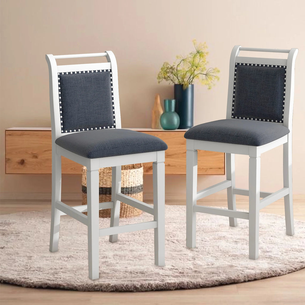 3-Piece Counter Height Dining Table Set with Drop Leaf and Upholstered Chairs H9440