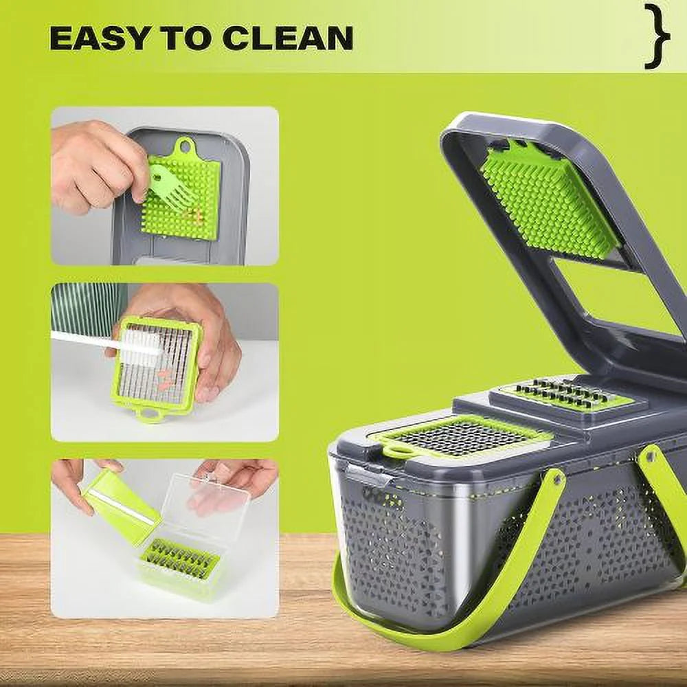 22-in-1 Vegetable Chopper with Container and 13 Blades U8296