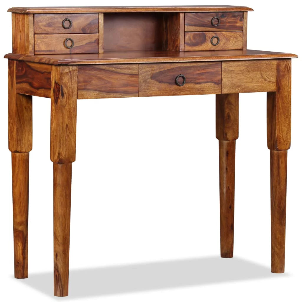 Solid Sheesham Wood Writing Desk with 5 Drawers K8415