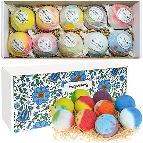 Bath Bombs Gift Set, 10 Organic Bubble Bombs D212305
