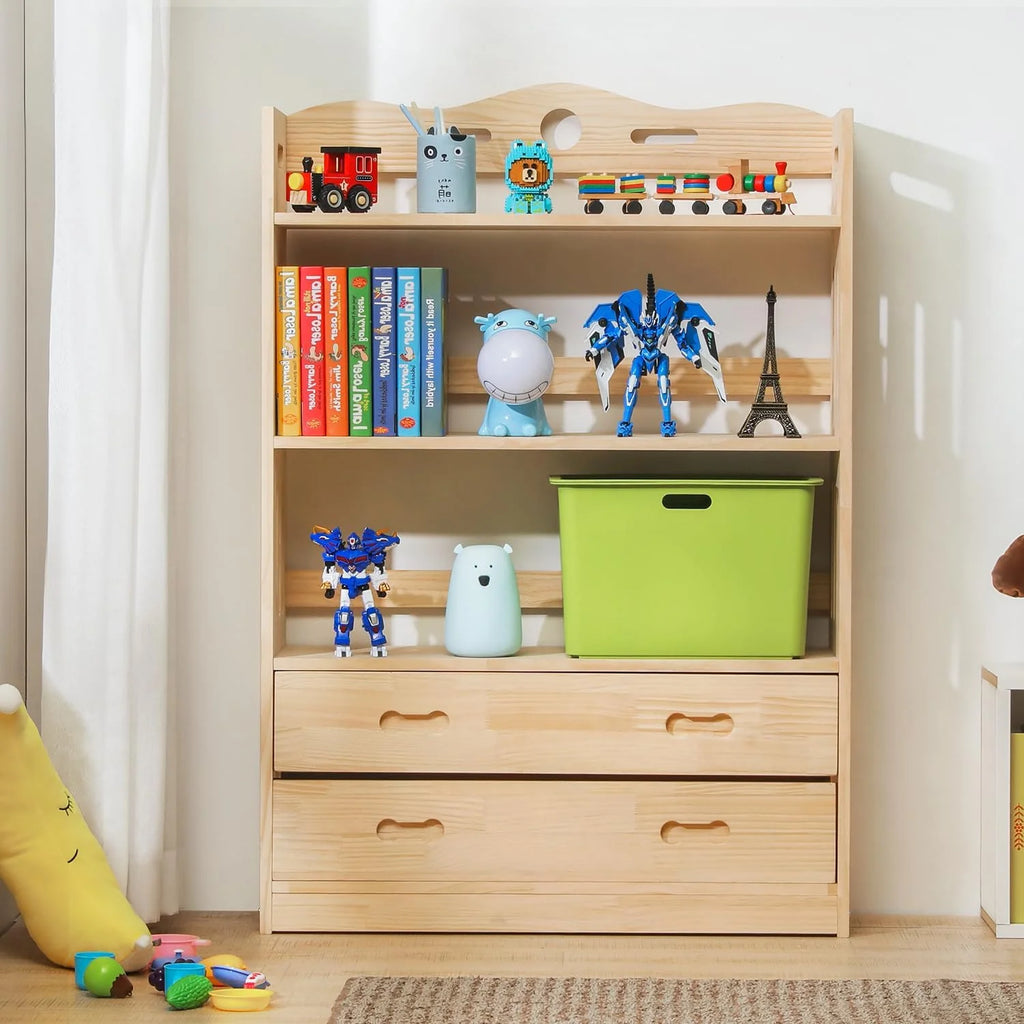 Wood Bookshelf with 2 Drawers H530758