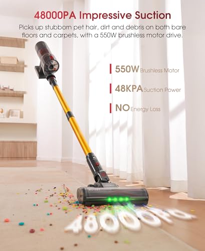 Cordless Vacuum Cleaner, 48000Pa 550W 65Mins Stick Vacuum X25599