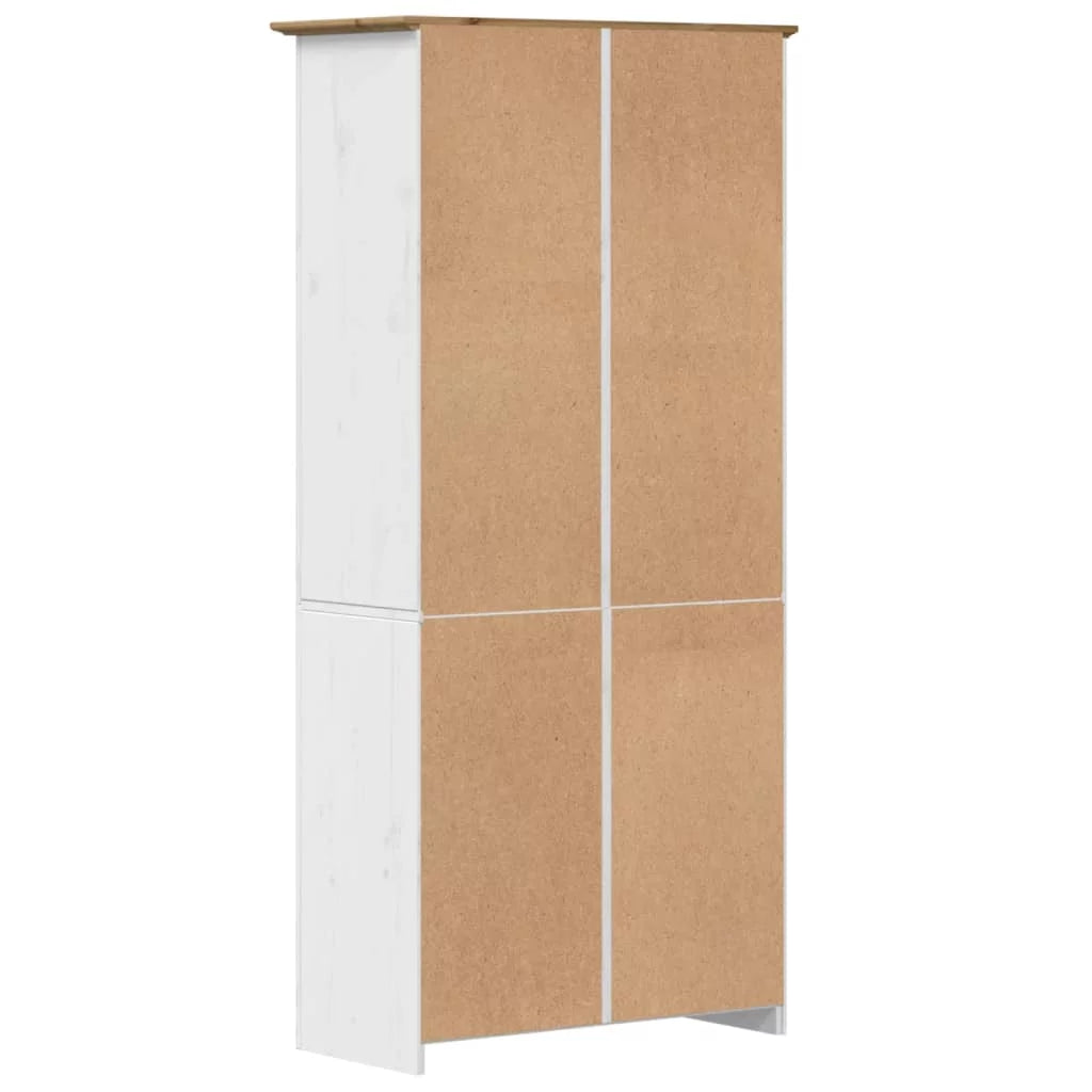 White and Brown Solid Wood Pine Bookcase Q7056