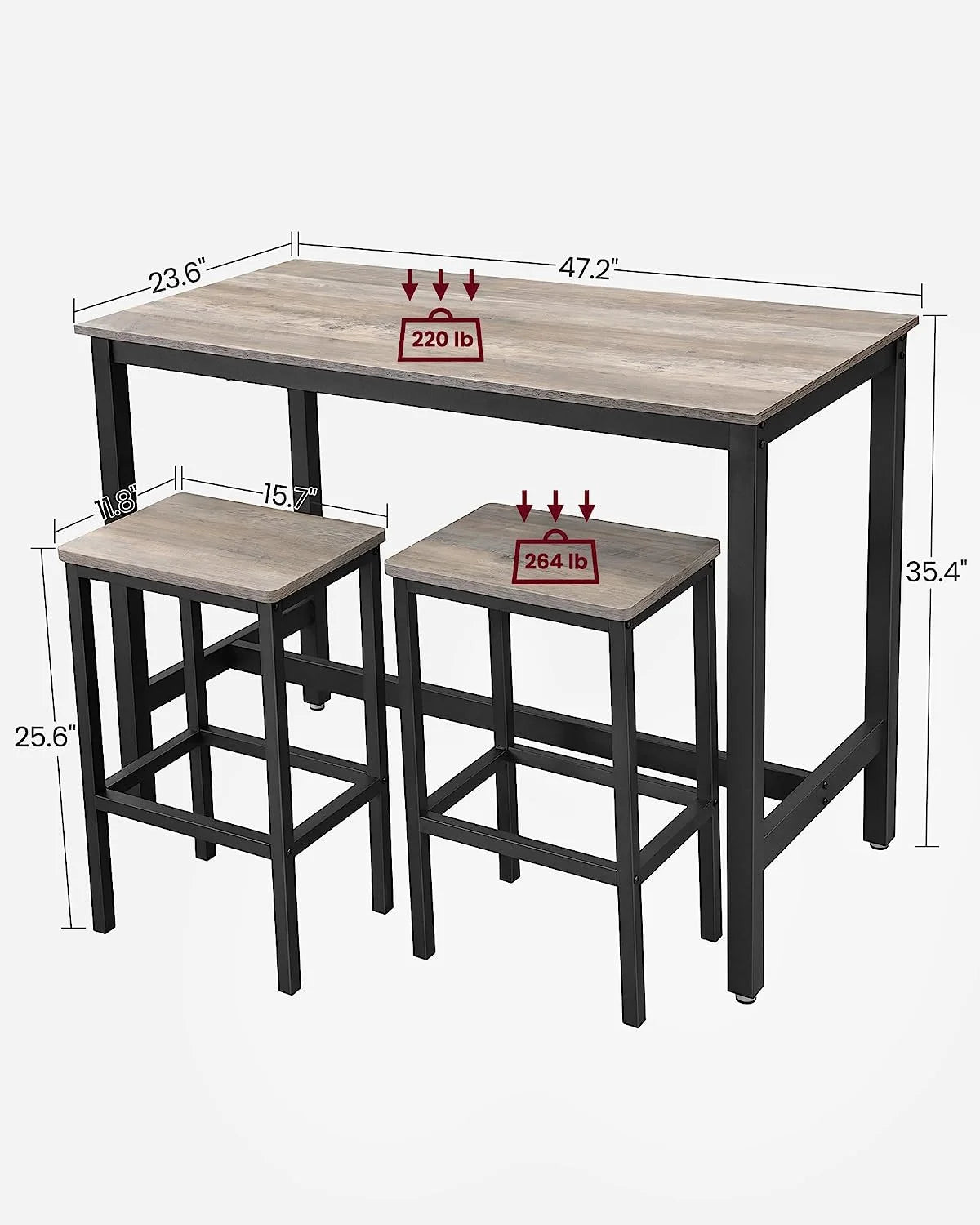 Bar Table Set with 2 Bar Stools E9569