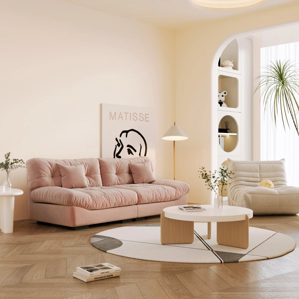 Pink Velvet 3-Seat Sofa U31036