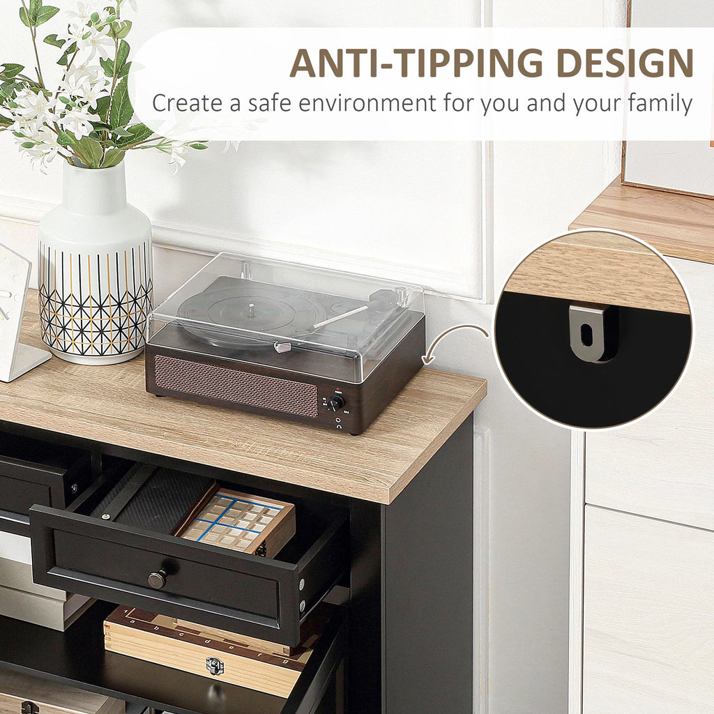 Black Sideboard Buffet Cabinet with 2 Drawers E936676